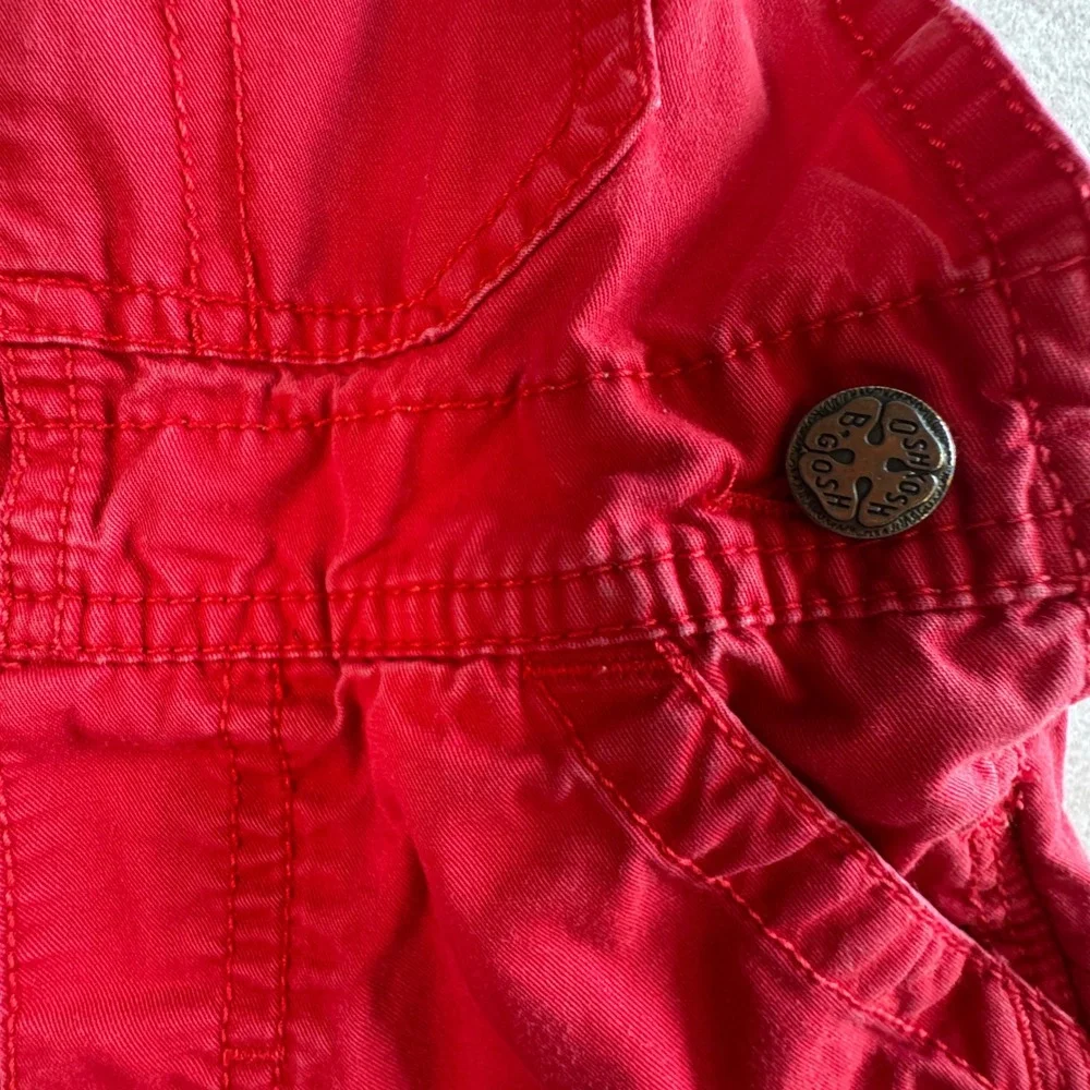 Vtg OshKosh Bgosh Vestbak Shortalls Red Cars Dump Truck Embroidered 18M Toddler